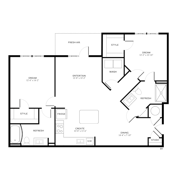 A black and white image of a floor plan for a house.