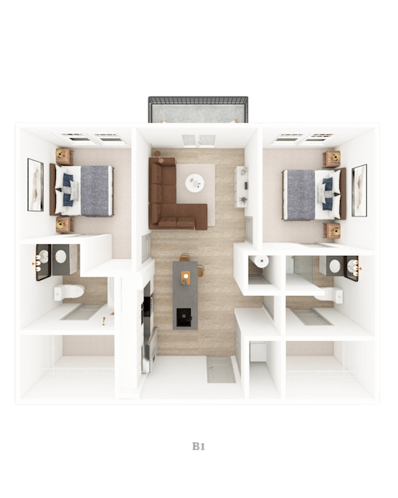 2 Bed 2 Bath Floorplan A at District on the Etowah Apartments, Canton, GA