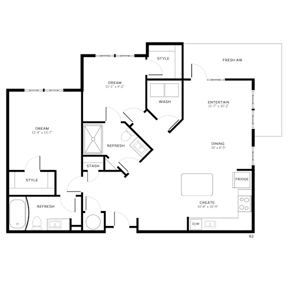 A black and white floor plan of a house with labeled rooms.