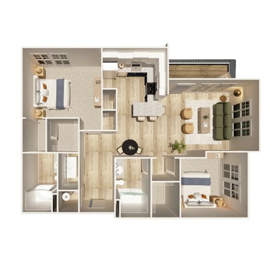 A collage of a small apartment with a kitchen, living room, and bathroom.