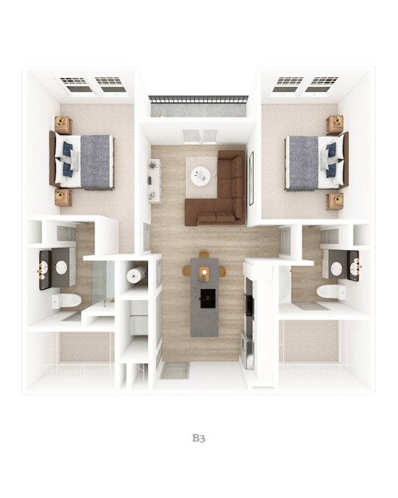 2 Bed 2 Bath Floorplan C at District on the Etowah Apartments, Canton Georgia