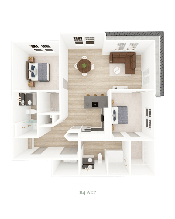2 Bed 2 Bath Floorplan J at District on the Etowah Apartments, Canton