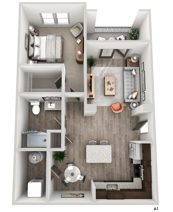 1 bed 1 bath A1 Floor Plan at The Crest at South Point, Georgia, 30253