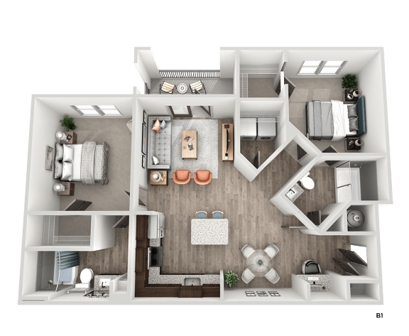 2 bed 2 bath B1 Floor Plan A at The Crest at South Point, McDonough