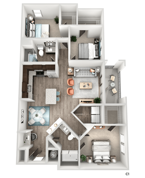 3 bed 2 bath C1 Floor Planat The Crest at South Point, McDonough, 30253