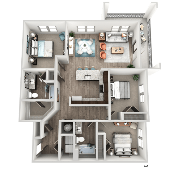 3 bed 2 bathroom C2 Floor Planat The Crest at South Point, McDonough, 30253