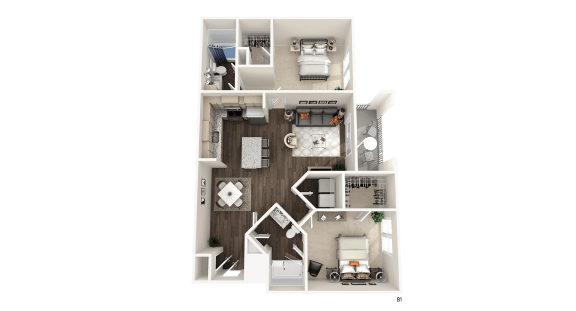 2 bedroom 2 bathroom B1 Floor Plan at The Crest at Acworth, Acworth, GA, 30102