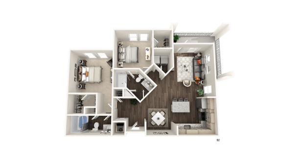 2 bedroom 2 bathroom B2 Floor Plan at The Crest at Acworth, Acworth, 30102
