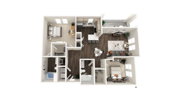 2 bedroom 2 bathroom B3 Floor Plan at The Crest at Acworth, Acworth, Georgia