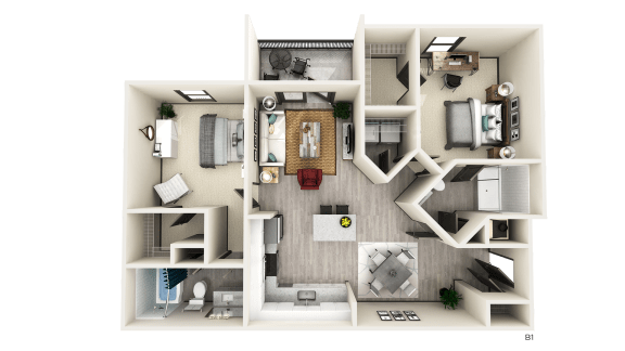 2 BED 2 BATH B1 Floor Plan at The Crest at Naples, Naples, FL, 34113