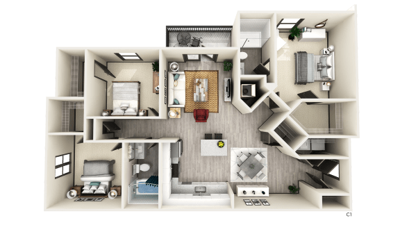 3BED 2 BATH C1 Floor Plan at The Crest at Naples, Florida