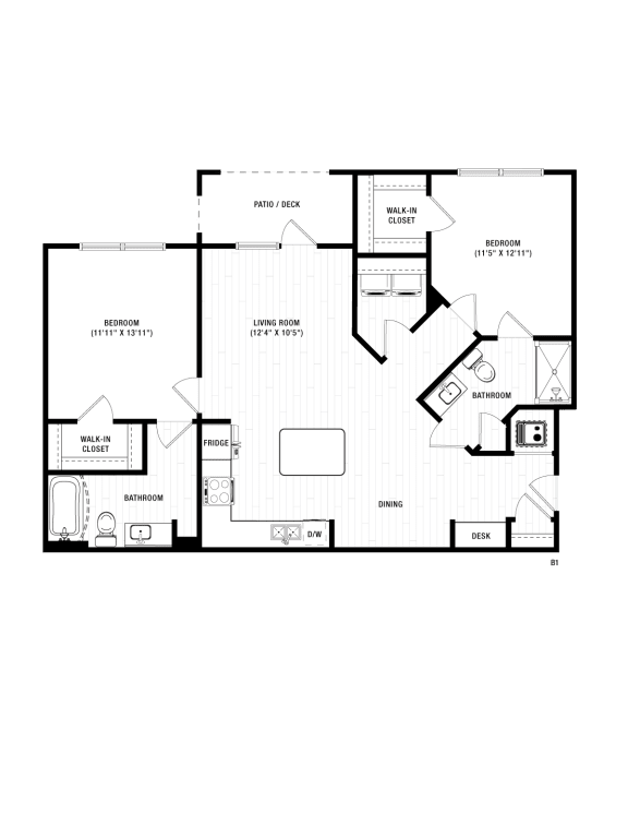 2 bed 2 bath B1 Floor Plan at The Crest at South Point, McDonough, 30253
