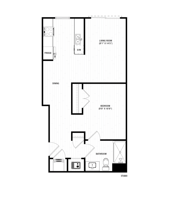 Studio 1 bath Floor Plan at The Crest at South Point, McDonough, 30253