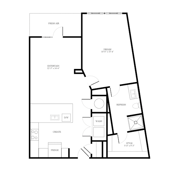 1 Bed 1 Bath Floorplan L at District on the Etowah Apartments, Georgia, 30114