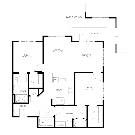 2 Bed 2 Bath Floorplan E at District on the Etowah Apartments, Georgia, 30114