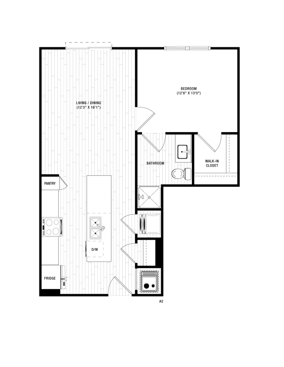 A2 Floor Plan at District at Riverside Apartments, Chattanooga, 37406