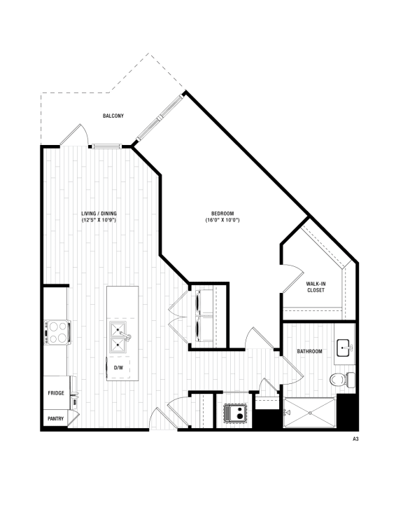 A3 Floor Plan at District at Riverside Apartments, Chattanooga, Tennessee