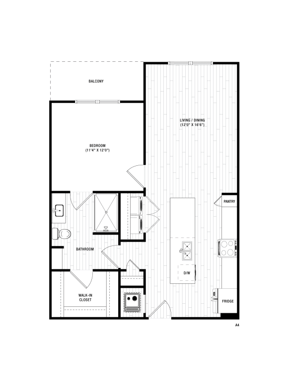 A4 Floor Plan at District at Riverside Apartments, Chattanooga