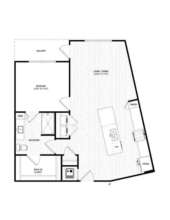 A7 Floor Plan at District at Riverside Apartments, Chattanooga, Tennessee