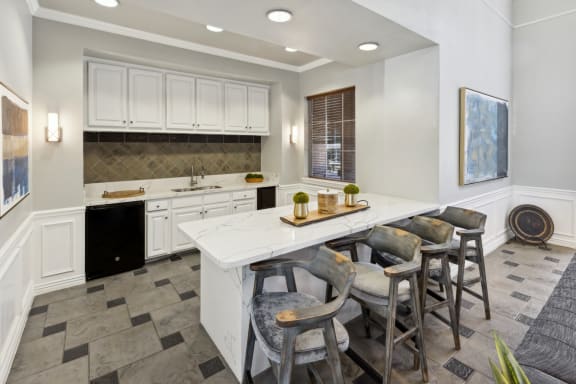 resident kitchen and social area at Bridgeport Ranch apartments