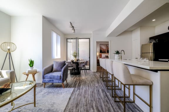 spacious kitchen and living area at Avora luxury apartments