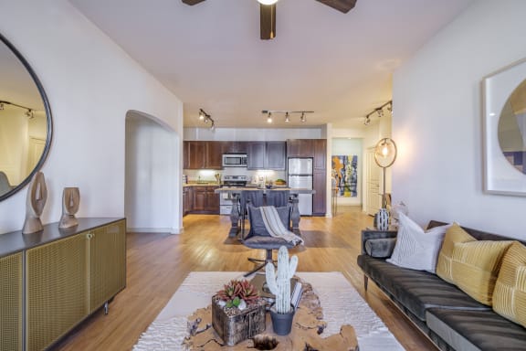 open concept kitchen and living area at The Pradera luxury apartments