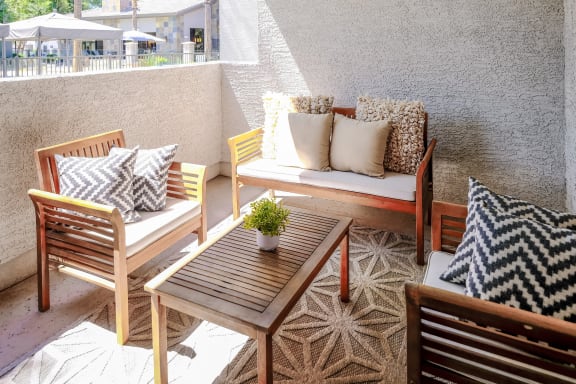 spacious patio at Avora luxury apartments