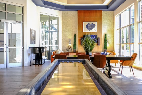 social area with shuffle board at Soho Parkway apartments