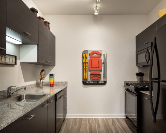 Euro Style Cabinetry and Granite Counters at Eight O Five Chicago Apartments