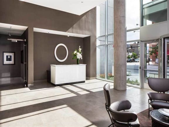 Lobby area with seating at Eight O Five, Chicago, IL, 60610
