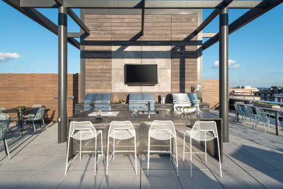 Roof Deck with Outdoor Kitchen with Grill Stations and Alfresco Dining, Outdoor Living Room at Berkshire 15, Washington, 20009