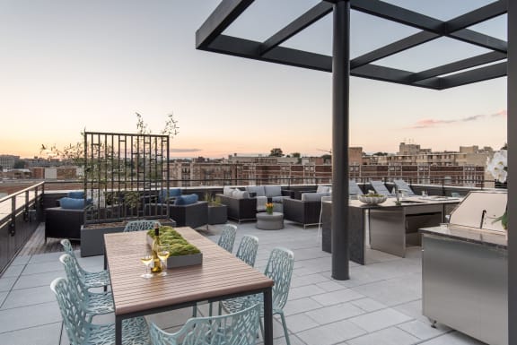 Roof Deck with Outdoor Kitchen with Grill Stations and Alfresco Dining, Outdoor Living Room and Stunning DC City Views at Berkshire 15, Washington, Washington