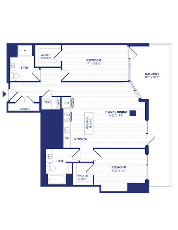 RiverPoint luxury apartments 2C1 floorplan