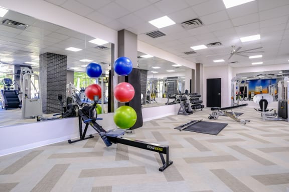 fitness center at Roosevelt Square apartments
