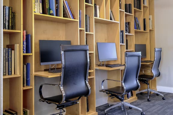 e-lounge desks with computer access at South Blvd apartments