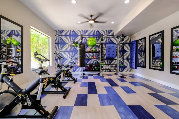 fitness center at South Blvd apartments
