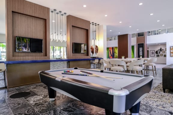 social lounge with billiards at Avora apartments