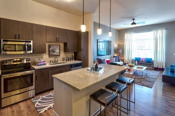 Gourmet Kitchen with Granite Countertops at Berkshire Main Street, Durham, NC