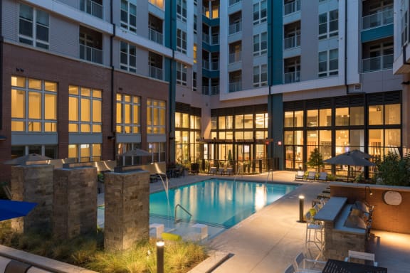 Poolside Sundeck And Grilling Area at Berkshire Chapel Hill, Chapel Hill, NC, 27514