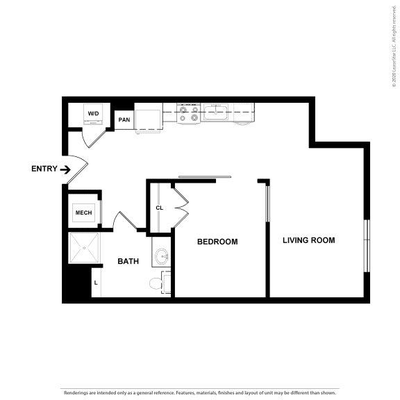 A4 1 bedroom 1 bath floorplan