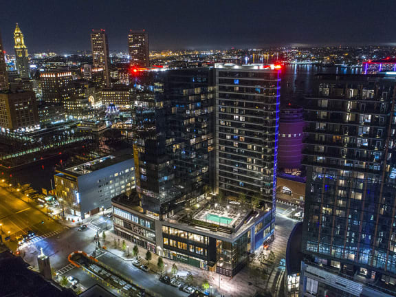 Community Aerial View In Light at The Benjamin Seaport Residences, Massachusetts, 02210