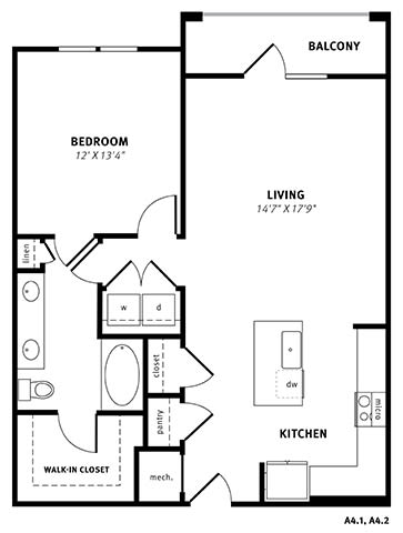 A4 Floor Plan at Berkshire Exchange Apartments, Spring