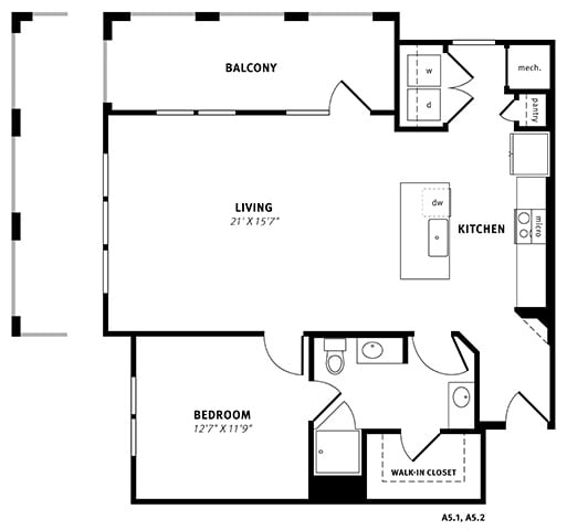 A5 Floor Plan at Berkshire Exchange Apartments, Texas, 77388