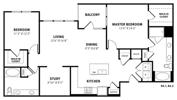 B4 Floor Plan at Berkshire Exchange Apartments, Spring