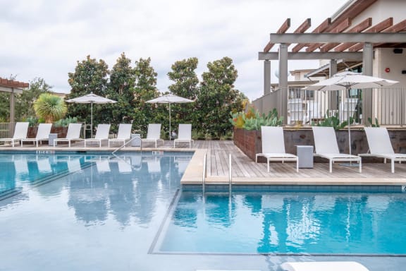 the resort-inspired swimming pool at Berkshire Santal apartments