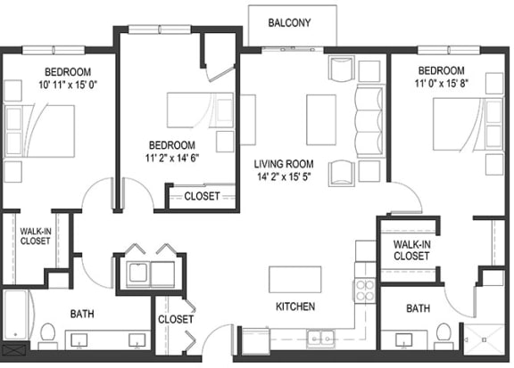 3A Floor Plan at Berkshire Central, Minnesota, 55434