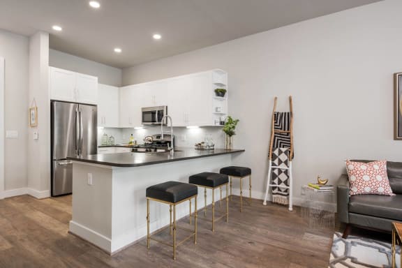 open-concept kitchen and living area at Aspire at Tinsley on the Park apartments