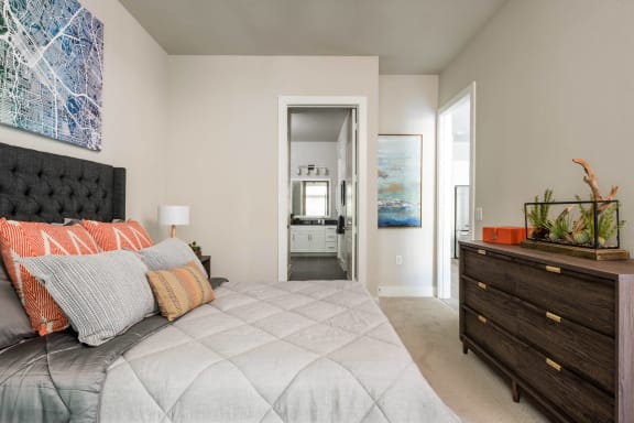 spacious bedroom at Tinsley on the Park apartments