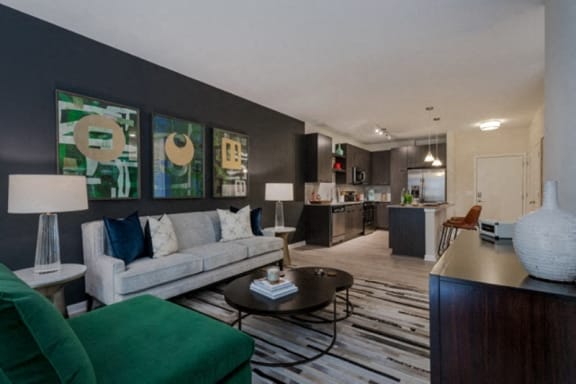 Modern Living Room With Kitchen View at Berkshire Chapel Hill, Chapel Hill, NC, 27514