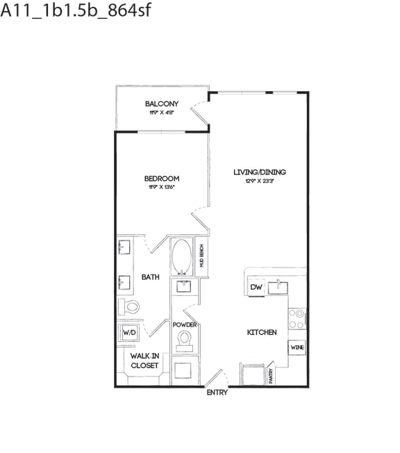 A11 floorplan at The Gabriella apartments